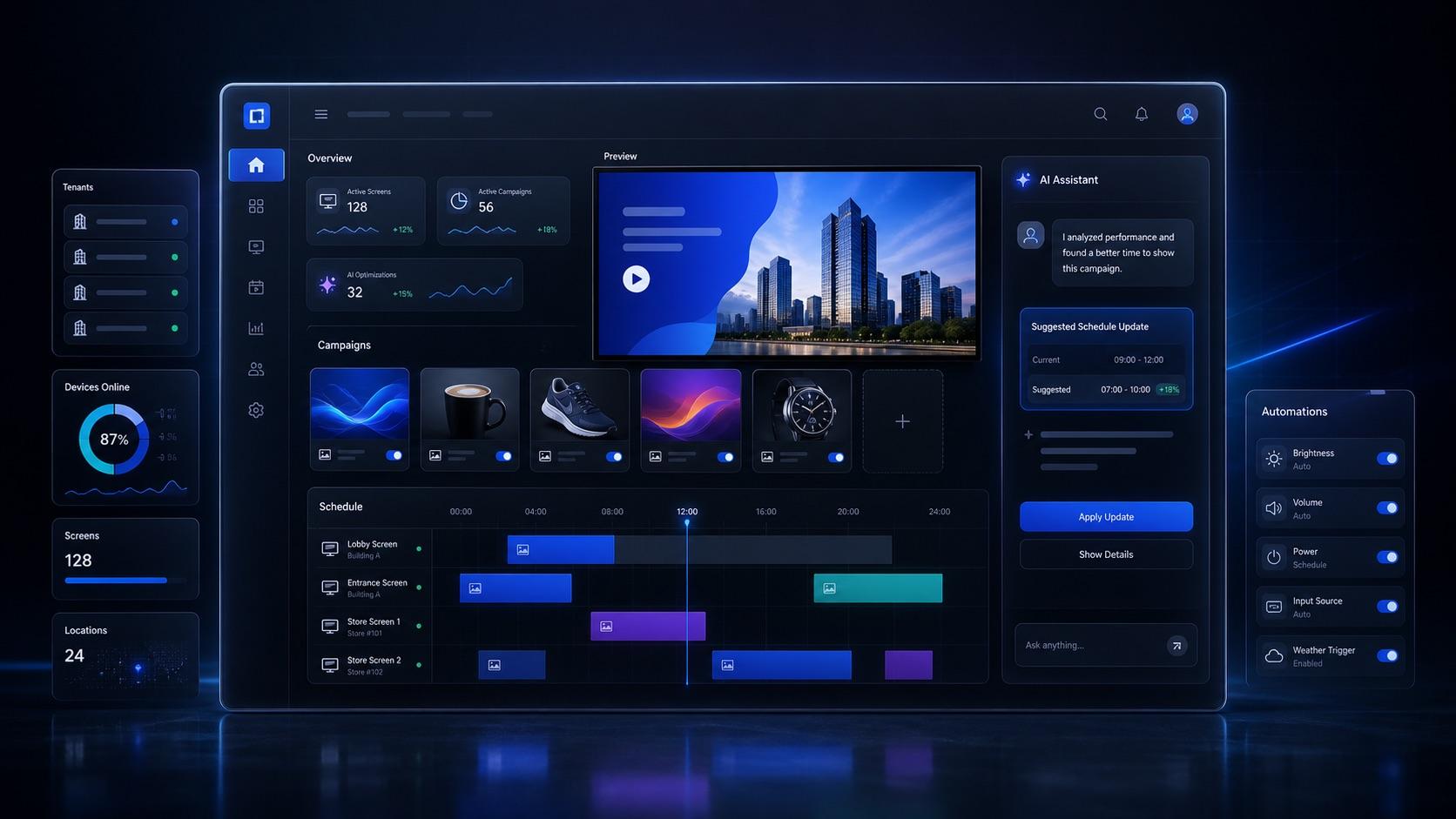 AI Advertising Display Scheduler dashboard