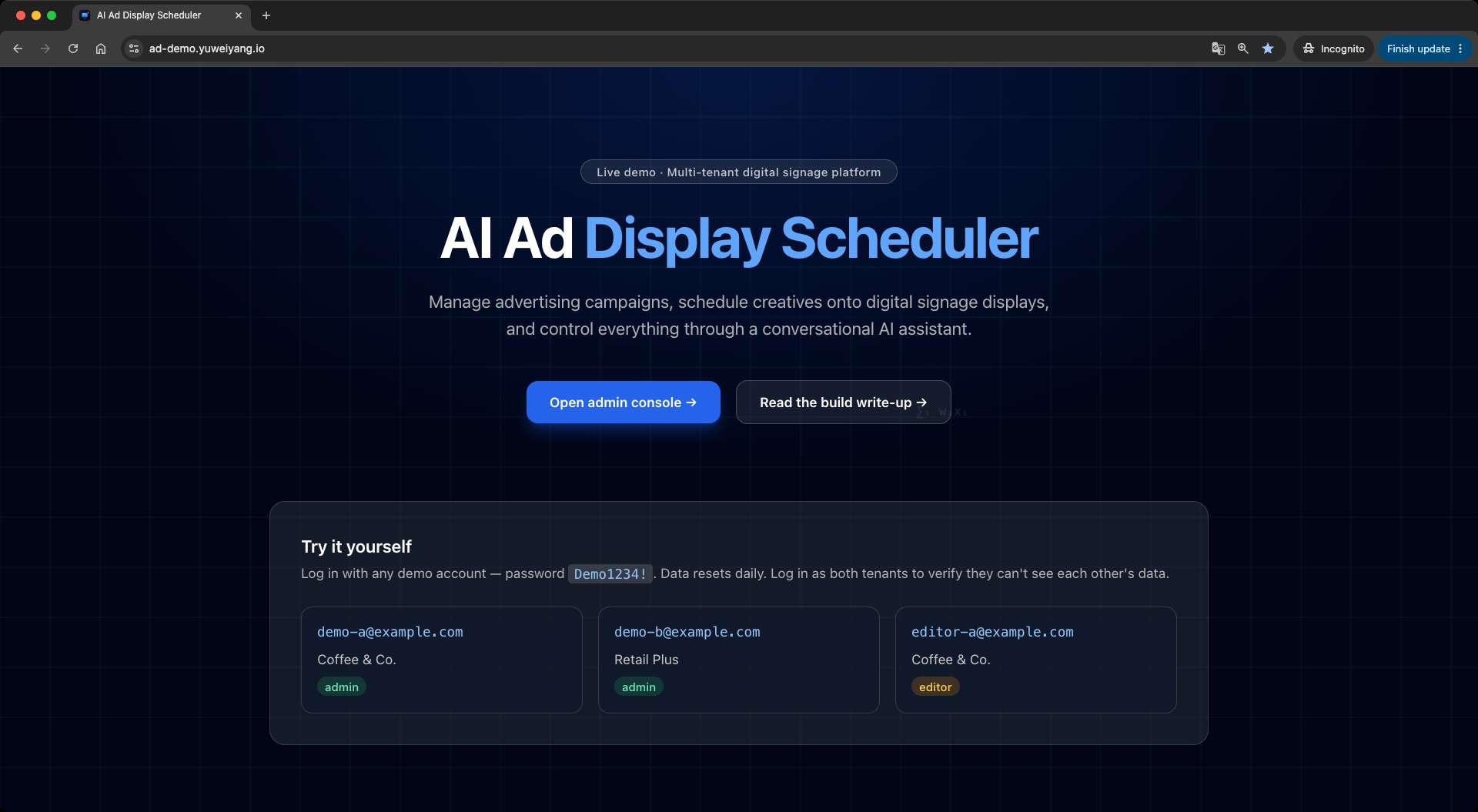 AI Advertising Display Scheduler: Multi-tenant SaaS and Safe AI Function Calling